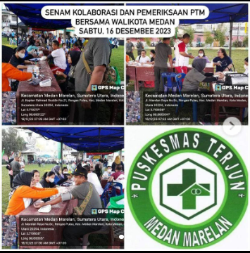 Senam Kolaborasi, Gerak Jalan dan Pemeriksaan PTM di Lapangan Rengas Pulau Kec. Medan Marelan.